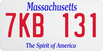 MA license plate 7KB131