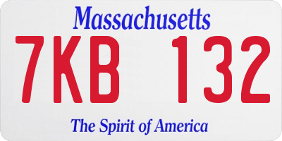 MA license plate 7KB132