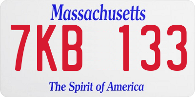 MA license plate 7KB133