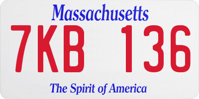 MA license plate 7KB136