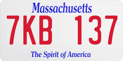 MA license plate 7KB137