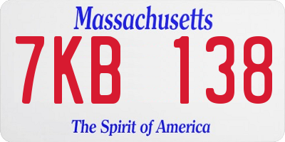 MA license plate 7KB138