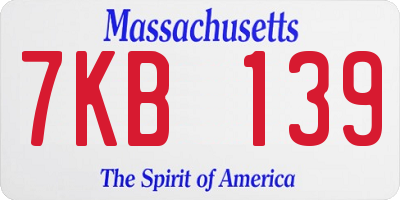 MA license plate 7KB139