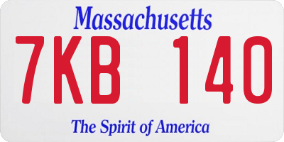 MA license plate 7KB140