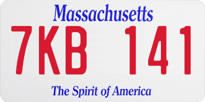 MA license plate 7KB141