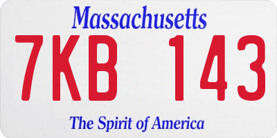 MA license plate 7KB143