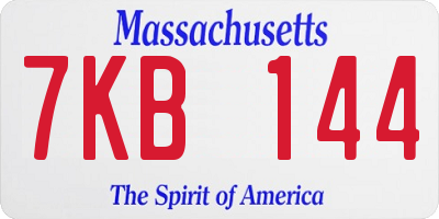 MA license plate 7KB144