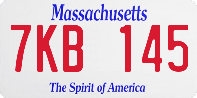 MA license plate 7KB145