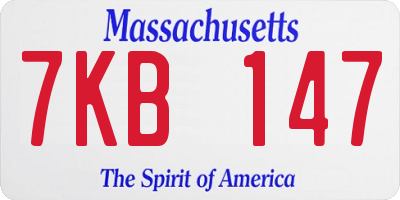 MA license plate 7KB147