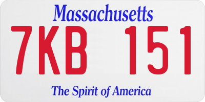 MA license plate 7KB151