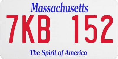 MA license plate 7KB152
