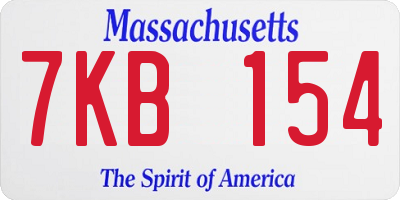 MA license plate 7KB154