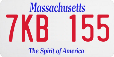 MA license plate 7KB155