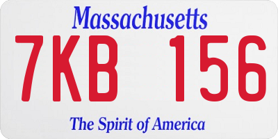 MA license plate 7KB156