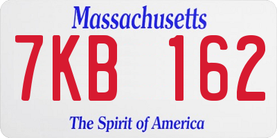MA license plate 7KB162