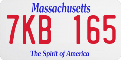MA license plate 7KB165