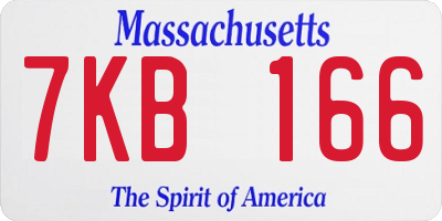 MA license plate 7KB166