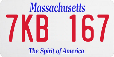 MA license plate 7KB167