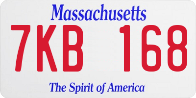 MA license plate 7KB168