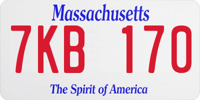 MA license plate 7KB170