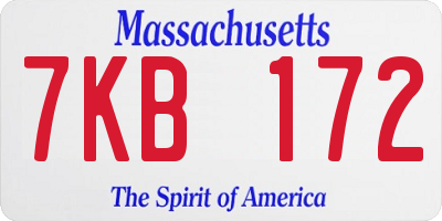 MA license plate 7KB172