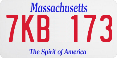 MA license plate 7KB173