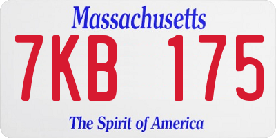 MA license plate 7KB175
