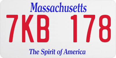 MA license plate 7KB178