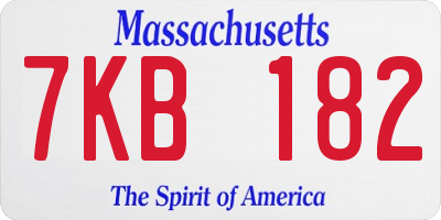 MA license plate 7KB182