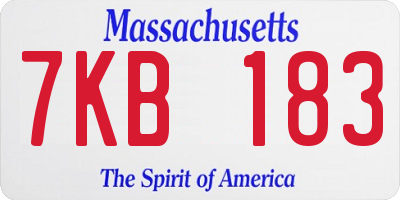 MA license plate 7KB183