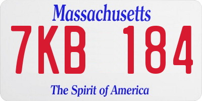 MA license plate 7KB184