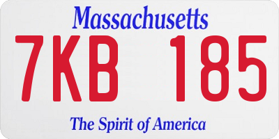 MA license plate 7KB185