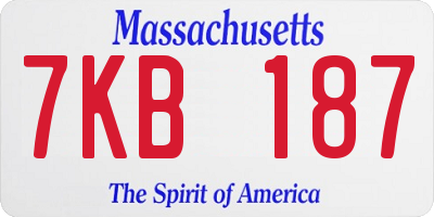 MA license plate 7KB187
