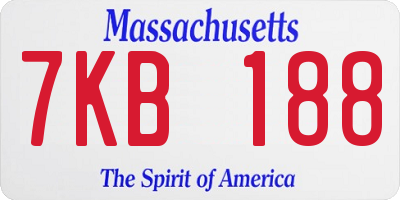 MA license plate 7KB188
