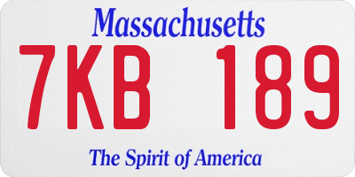 MA license plate 7KB189