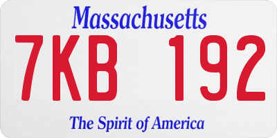 MA license plate 7KB192