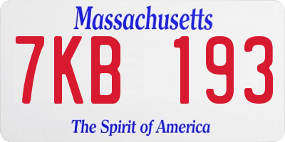 MA license plate 7KB193
