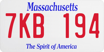 MA license plate 7KB194