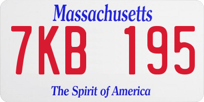 MA license plate 7KB195