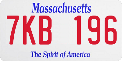 MA license plate 7KB196