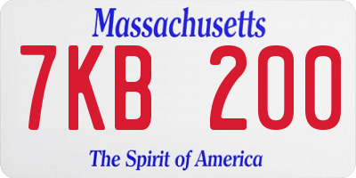 MA license plate 7KB200