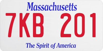 MA license plate 7KB201