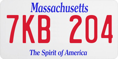 MA license plate 7KB204