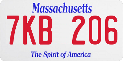 MA license plate 7KB206