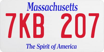MA license plate 7KB207