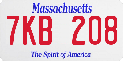 MA license plate 7KB208