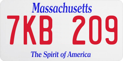 MA license plate 7KB209