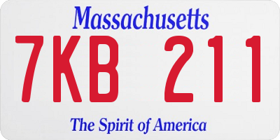 MA license plate 7KB211