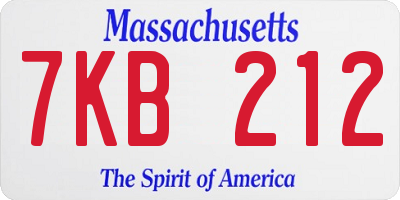 MA license plate 7KB212