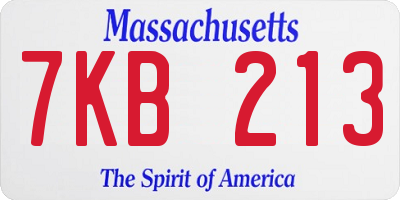 MA license plate 7KB213